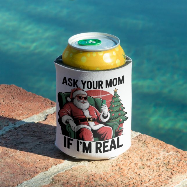 Rafraîchisseur Pour Canette Ask Your Mom Funny Santa Snarky Retro Xmas (Piscine in situ)