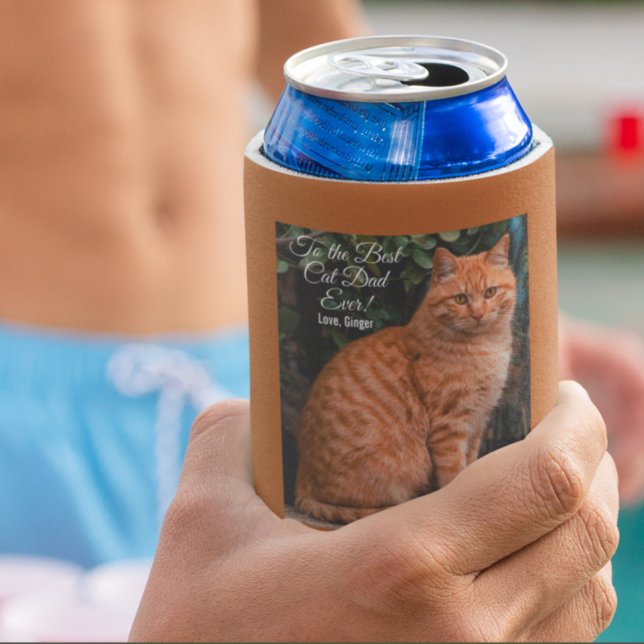 Rafraîchisseur Pour Canette Au meilleur chat papa jamais photo personnalisée (Créateur téléchargé)