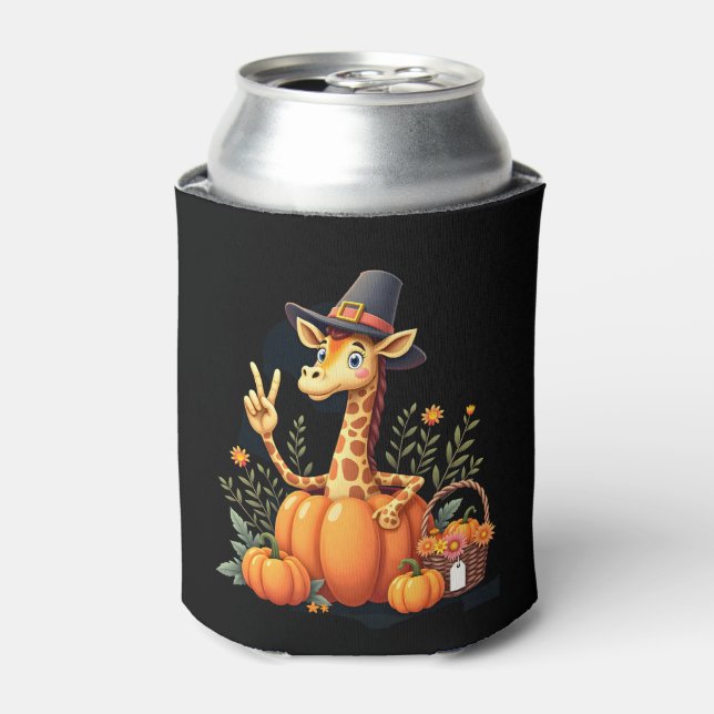 Rafraîchisseur Pour Canette Automne Citrouille Automne Giraffe Thanksgiving Fe (Can devant)
