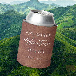 Rafraîchisseur Pour Canette Aventure en cuir Brown personnalisée