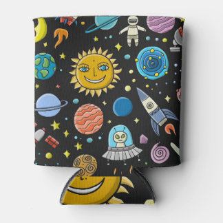 Rafraîchisseur Pour Canette Aventure spatiale : planètes, motif de fusées.