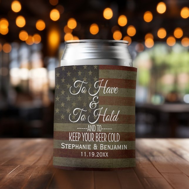 Rafraîchisseur Pour Canette Avoir et garder et maintenir votre bière au frais  (Wedding and Anniversary Can Cooler - Personalize with names and dates)