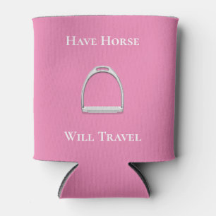 Rafraîchisseur Pour Canette "Avoir le cheval va voyager" Equestre rose
