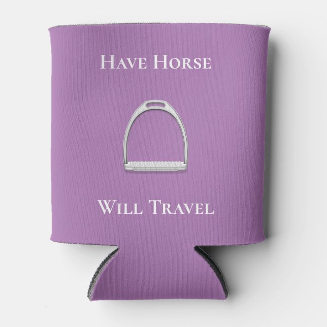 Rafraîchisseur Pour Canette "Avoir le cheval va voyager" Equestre violet (Devant)