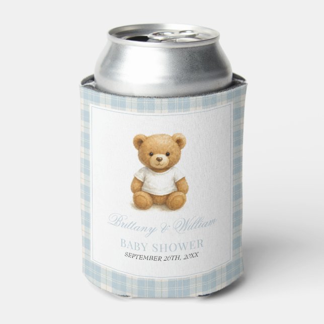 Rafraîchisseur Pour Canette Baby shower classique Preppy Teddy Bear (Can devant)