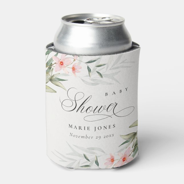 Rafraîchisseur Pour Canette Baby shower de Bunch Floral Rustique Flush Green (Can devant)