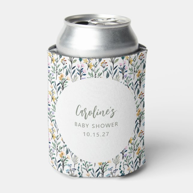 Rafraîchisseur Pour Canette Baby shower de Fleur sauvage d'aquarelle Boho Cute (Can devant)