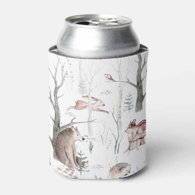 Rafraîchisseur Pour Canette Baby shower des amis de la forêt aquarelle (Can devant)