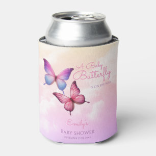 Rafraîchisseur Pour Canette Baby shower papillon rose lavande