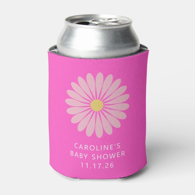 Rafraîchisseur Pour Canette Baby shower rose fleur scandinave mignon personnal (Can devant)