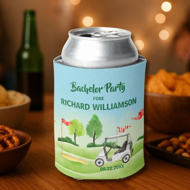 Rafraîchisseur Pour Canette Bachelor Party Golf Thème Nom Date (Créateur téléchargé)
