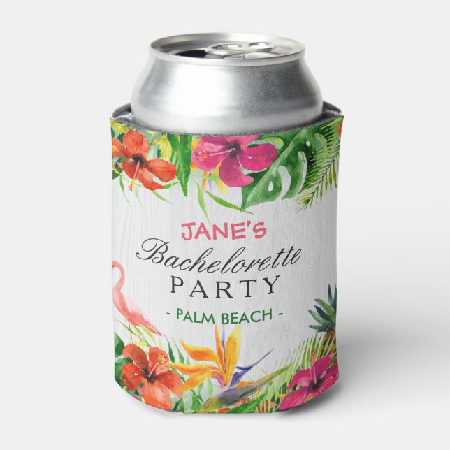 Rafraîchisseur Pour Canette Bachelorette Party Rustique Tropical Flamant rose  (Can devant)