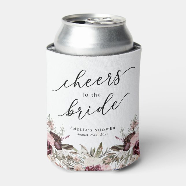 Rafraîchisseur Pour Canette Baigne de Mariage Bohème Floral Bourgogne (Can devant)