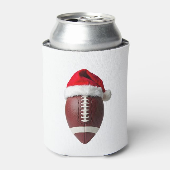 Rafraîchisseur Pour Canette Bal de football américain de Noël Santa Hat (Can devant)