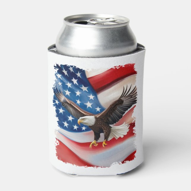 Rafraîchisseur Pour Canette Bald Eagle & US Drapeau 4 juillet (Can devant)