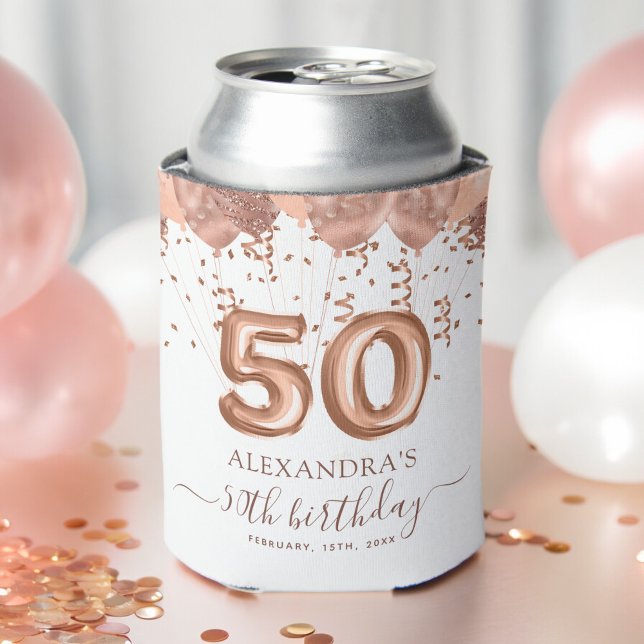 Rafraîchisseur Pour Canette Ballons d'or rose 50e fête d'anniversaire (Créateur téléchargé)