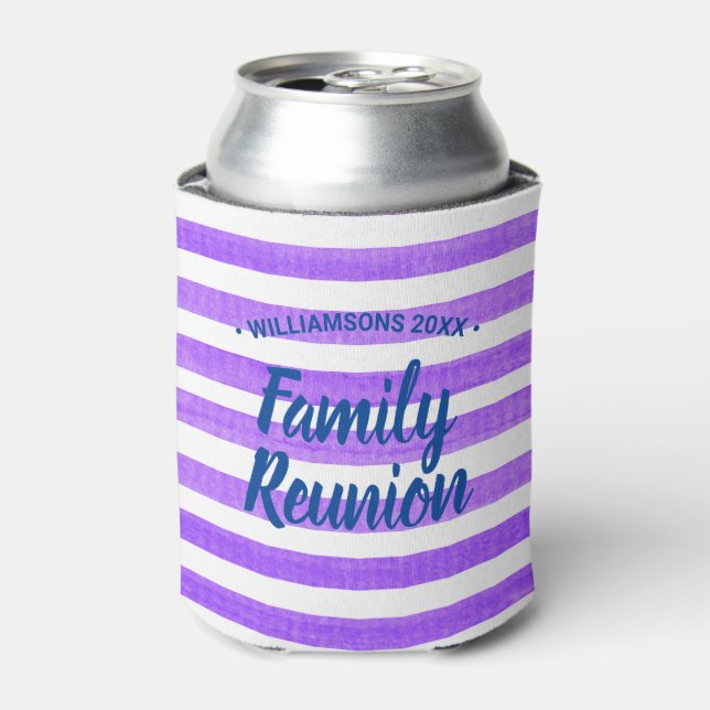 Rafraîchisseur Pour Canette Bande blanche violet de réunion familiale (Can devant)