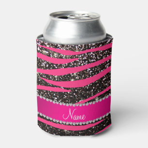 Rafraîchisseur Pour Canette Bandes de zèbre rose chaud noir parties scintillan