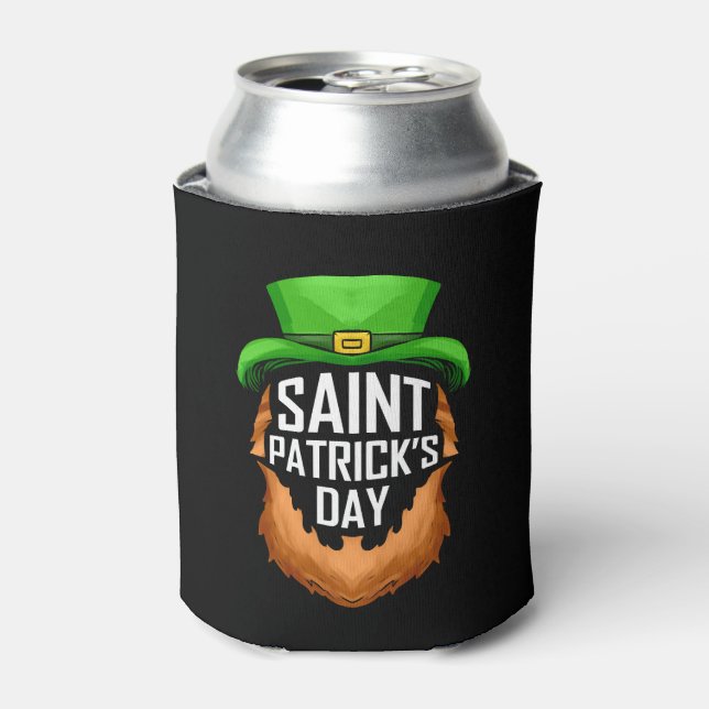 Rafraîchisseur Pour Canette Barbe Rouge Et Logo Casquette Vert Pour Jour de la (Can devant)