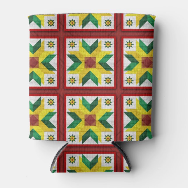 Rafraîchisseur Pour Canette Barn Quilt Star 8 Motif (Devant)