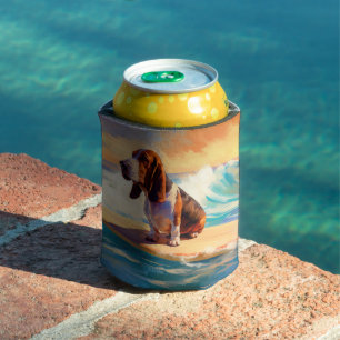 Rafraîchisseur Pour Canette Basset Hound Beach Surf Peinture