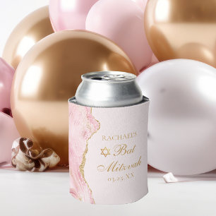 Rafraîchisseur Pour Canette Bat mitzvah Personnalisé de l'Agate rose chic
