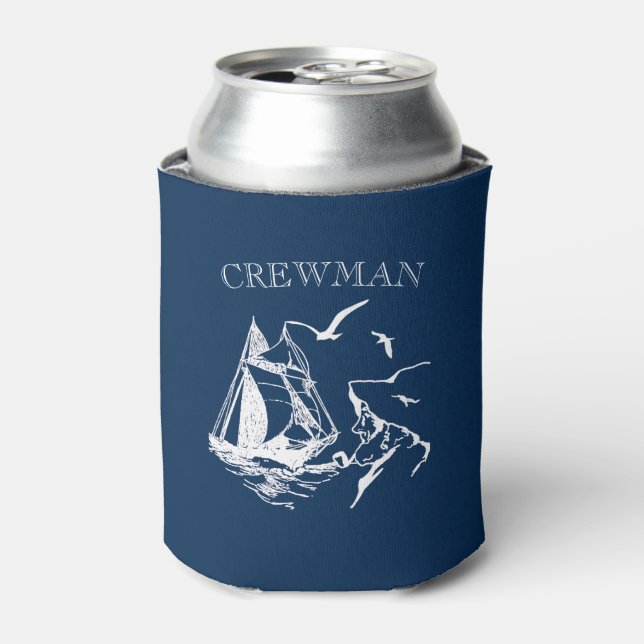 Rafraîchisseur Pour Canette Bateau marin Crewman Marine bleu Custom (Can devant)