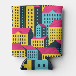 Rafraîchisseur Pour Canette Bâtiments Abstraits Ville Paysage Vintage