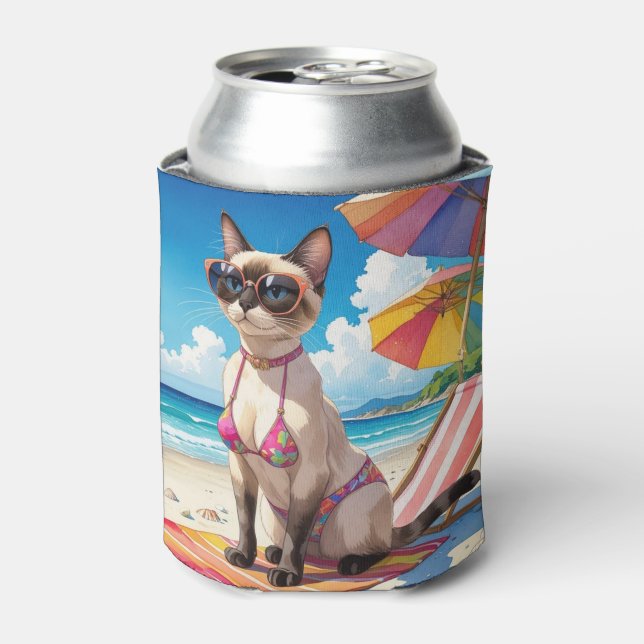 Rafraîchisseur Pour Canette Beach themed for Siamese Cat lovers (Can devant)