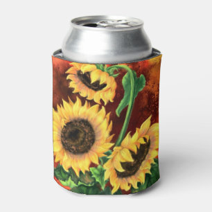 Rafraîchisseur Pour Canette Beaux Trois Tournesols - Peinture d'art imaginaire
