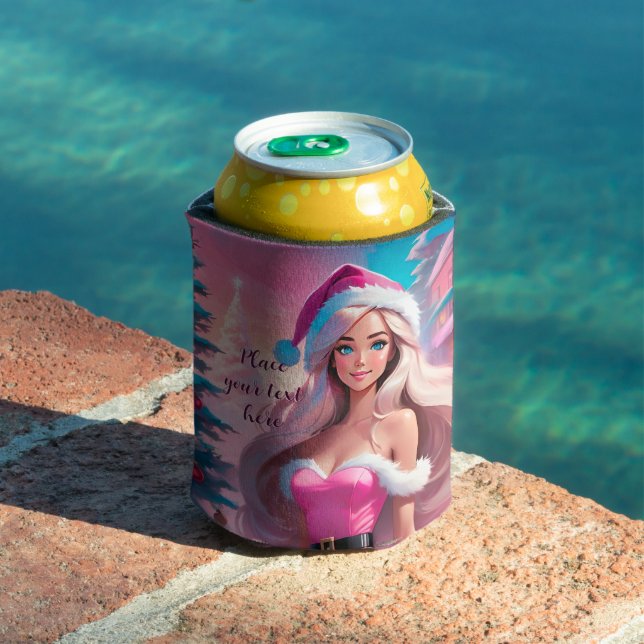 Rafraîchisseur Pour Canette Belle fille de Noël rose 01 (Piscine in situ)