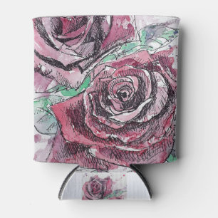 Rafraîchisseur Pour Canette Belle peinture à l'aquarelle rouge Rose