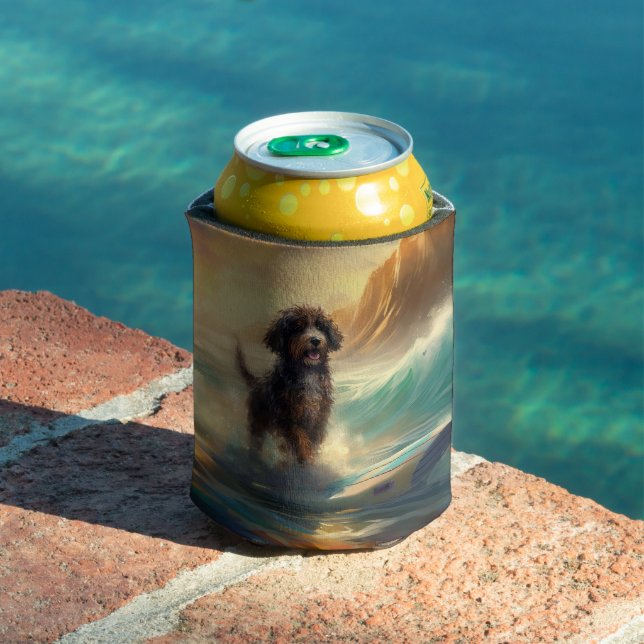 Rafraîchisseur Pour Canette Bernedoodle Beach Surf Peinture (Piscine in situ)