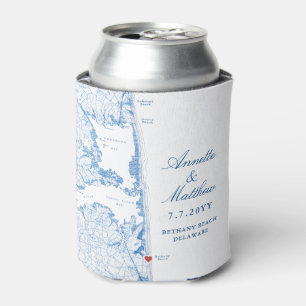 Rafraîchisseur Pour Canette Bethany Beach DE Map Marine Blue Wedding Favor Dri