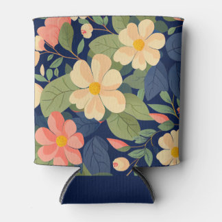 Rafraîchisseur Pour Canette Beverage Cooler Navy Peach Pink Floral Botanical