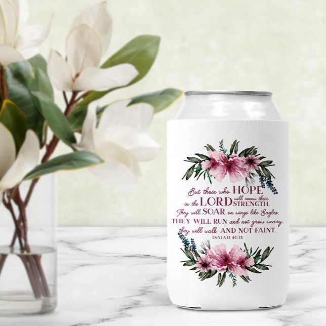 Rafraîchisseur Pour Canette Bible Verse Isaïe 40 rose Floral (Créateur téléchargé)