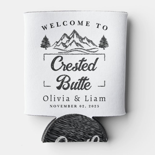 Rafraîchisseur Pour Canette Bienvenue À Crested Butte Co Mariage Minimaliste (Devant)