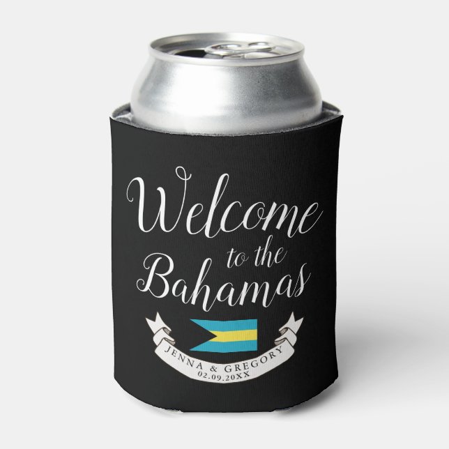 Rafraîchisseur Pour Canette Bienvenue aux Bahamas | Personnalisation du mariag (Can devant)