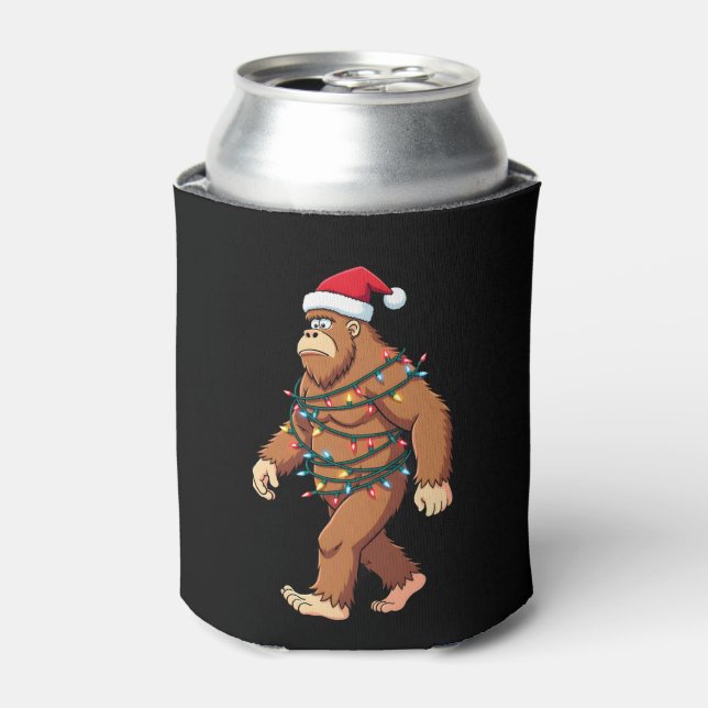Rafraîchisseur Pour Canette Bigfoot Santa Christmas Tree Lights Xmas Boys Men  (Can devant)