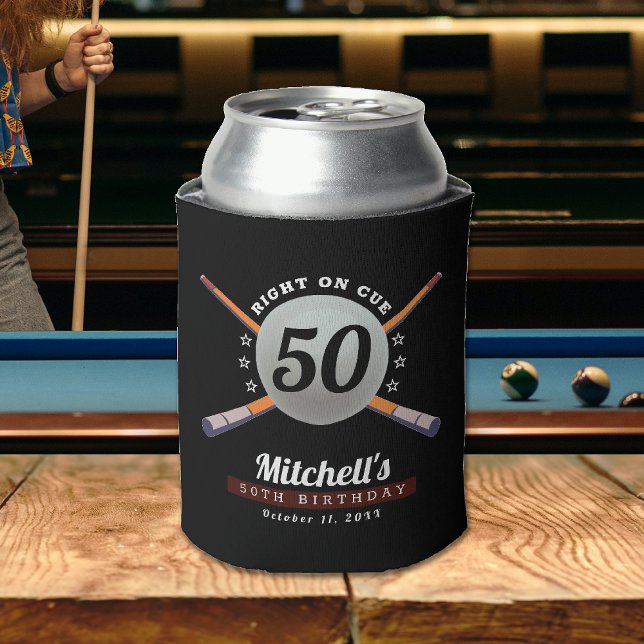 Rafraîchisseur Pour Canette Billard de piscine 50e fête d'anniversaire Noir (Pool Billiards 50th Birthday Party Black Can Cooler
)