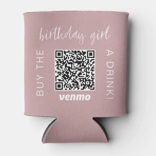 Rafraîchisseur Pour Canette Birthday Girl QR Code Acheter Un Verre Avec Venmo  (Devant)