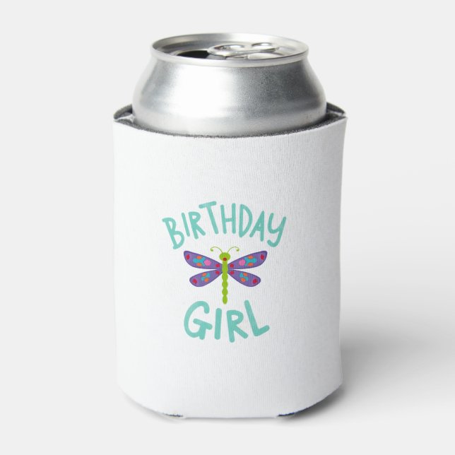 Rafraîchisseur Pour Canette Birthday girl shirt Dragonfly birthday party tee s (Can devant)