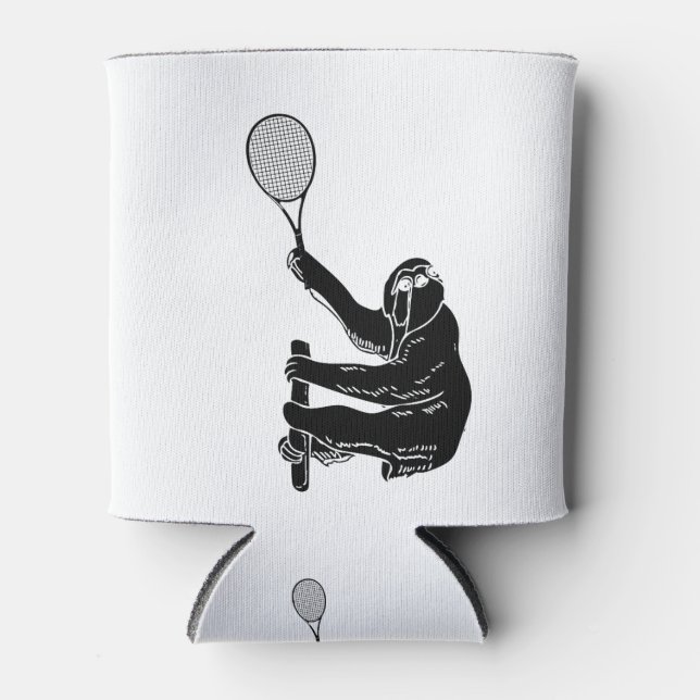 Rafraîchisseur Pour Canette Black and White Classic Sloth avec raquette de ten (Devant)