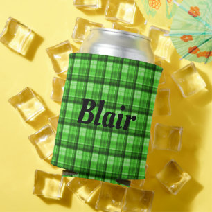 Rafraîchisseur Pour Canette "Blair" Mans Name On Green Tartan, Can Cooler