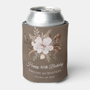 Rafraîchisseur Pour Canette Blanc Floral Neutre Automne 80e anniversaire