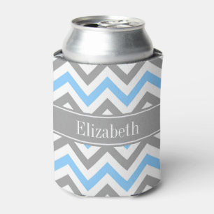 Rafraîchisseur Pour Canette Bleu Ciel Gris Foncé Blanc LG Chevron Gris Monogra