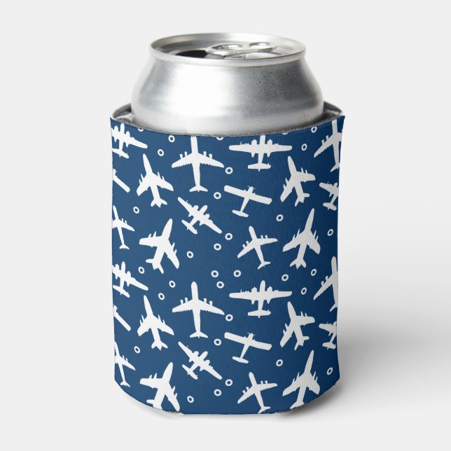 Rafraîchisseur Pour Canette Bleu et blanc à motif d'avion (Can devant)