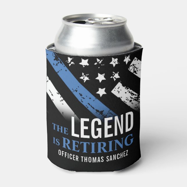 Rafraîchisseur Pour Canette Bleu Léger Drapeau Police Parti de retraite (Can devant)