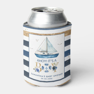 Rafraîchisseur Pour Canette Bleu nautique Ahoy C'est un Baby shower de garçon