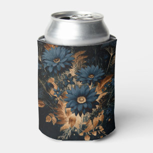 Rafraîchisseur Pour Canette Bleu Nuit Foncé & Or Floral Rustique Glamour Bohèm